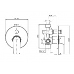 Zucchetti Wind Bateria Wannowo-natryskowa Jednouchwytowa Podtynkowa element zewnętrzny chrom ZWN134